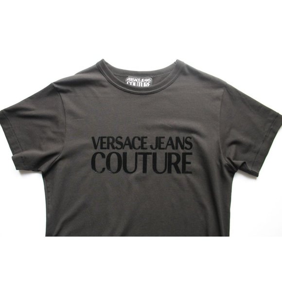 Versace Jeans Couture Flock Printed T-Shirt Black Size Large - Picture 6 of 9